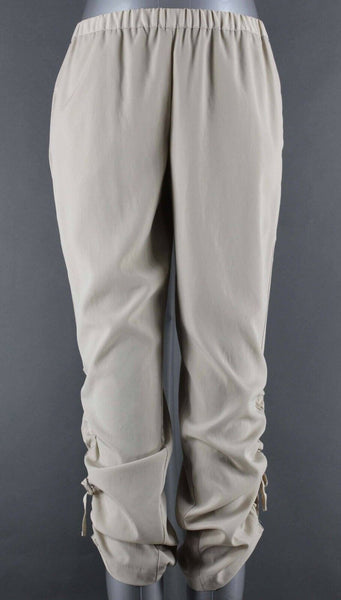 Chicos Sz 00 X 28 Tan Pull On Drawstring Ankle 100% Polyester Crop Pant