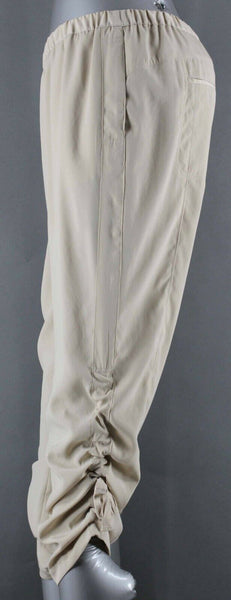 Chicos Sz 00 X 28 Tan Pull On Drawstring Ankle 100% Polyester Crop Pant