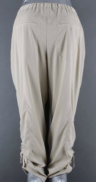 Chicos Sz 00 X 28 Tan Pull On Drawstring Ankle 100% Polyester Crop Pant