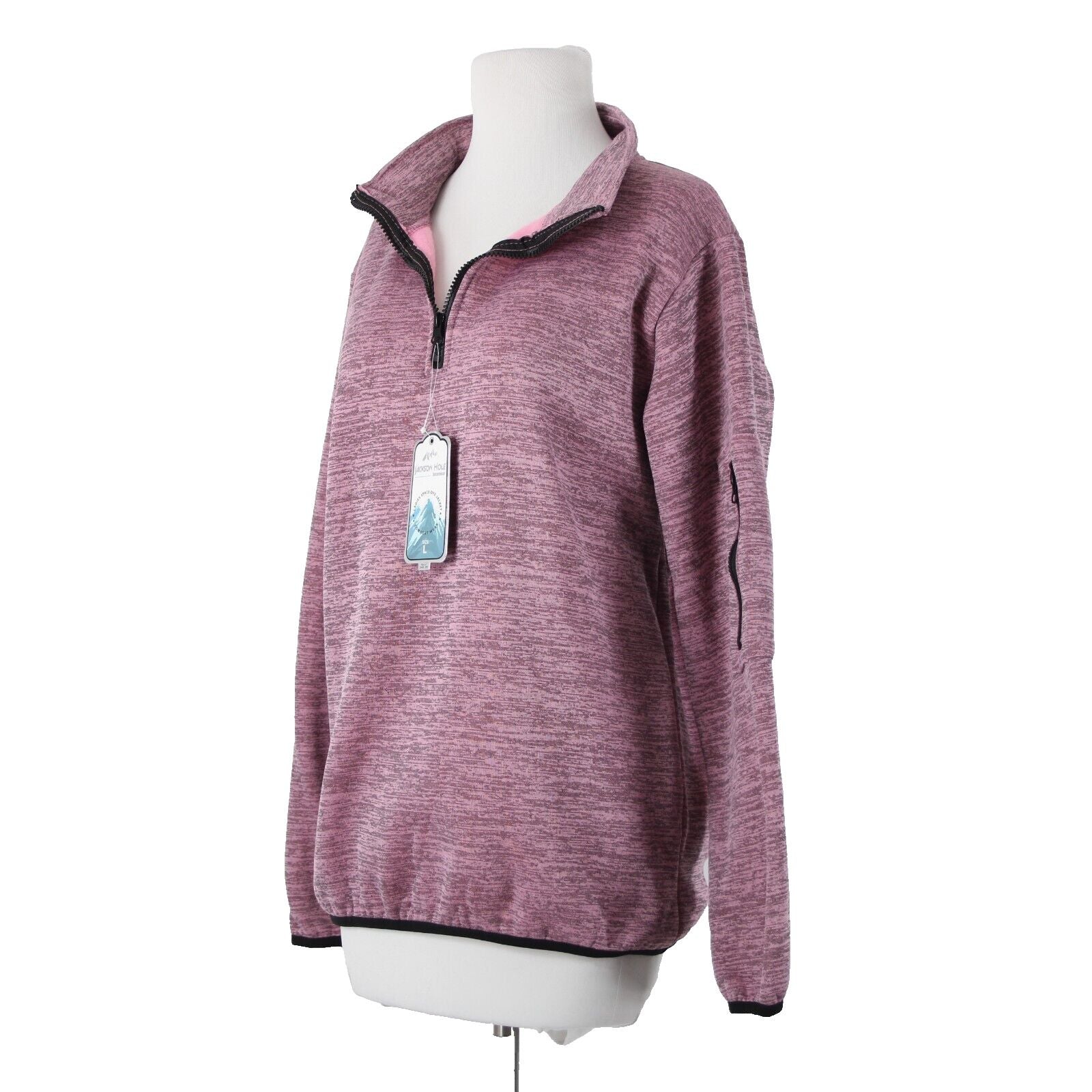 Jackson Hole Space Dye NEW Sz L Pink Mauve Black 1/4 Zip Outerwear Sweater