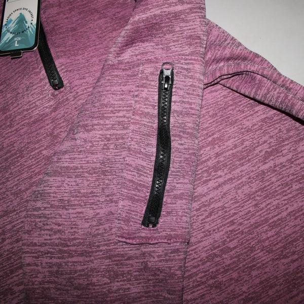 Jackson Hole Space Dye NEW Sz L Pink Mauve Black 1/4 Zip Outerwear Sweater