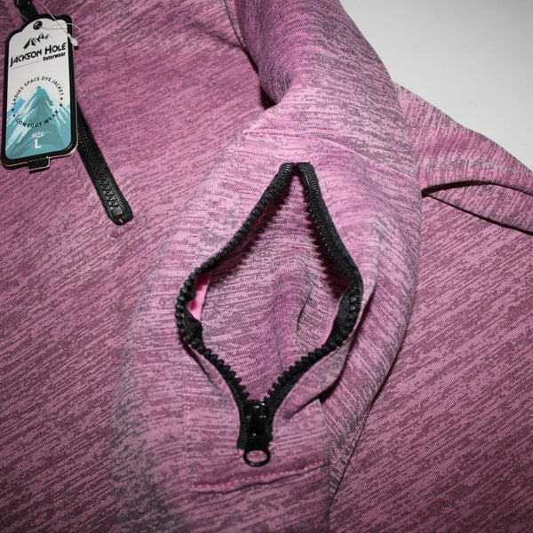 Jackson Hole Space Dye NEW Sz L Pink Mauve Black 1/4 Zip Outerwear Sweater