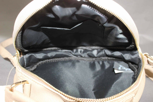 Rue 21 NEW 9 x 9 x 2 Round Tan Zip Top Detailed Faux Leather Crossbody Purse