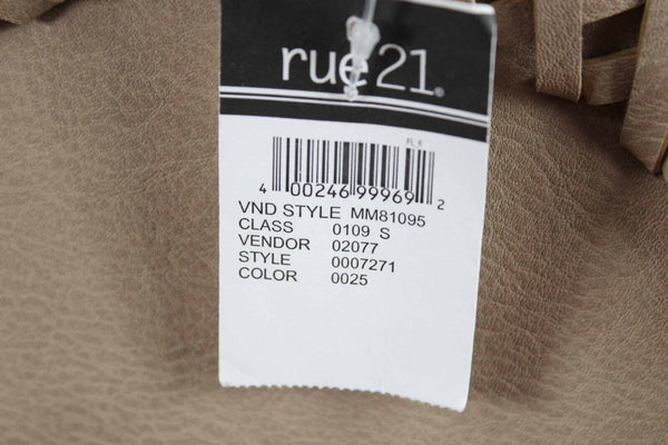 Rue 21 NEW 9 x 9 x 2 Round Tan Zip Top Detailed Faux Leather Crossbody Purse