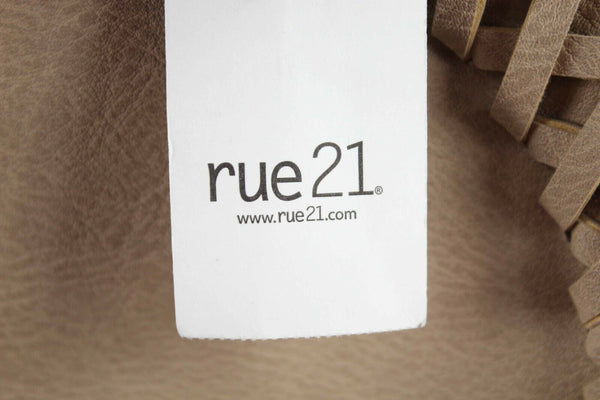 Rue 21 NEW 9 x 9 x 2 Round Tan Zip Top Detailed Faux Leather Crossbody Purse