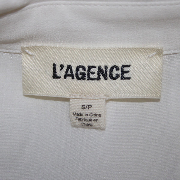 L' Agence Top Sz SP White Collared Bell Sleeve Lace Button Down Blouse