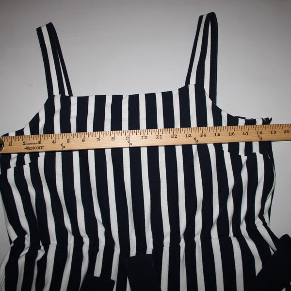 J Crew NEW Sz 14 Navy Blue White Stripped Sleeveless Belted 100% Cotton Jumpsuit