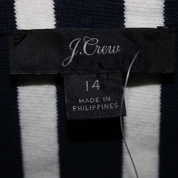 J Crew NEW Sz 14 Navy Blue White Stripped Sleeveless Belted 100% Cotton Jumpsuit