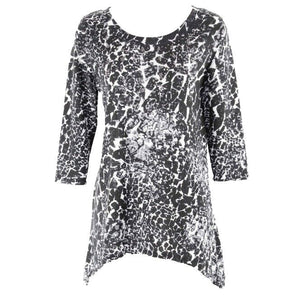 Onque Casuals Sz S Black Gray White Rhinestones Poly Spandex Asym Top