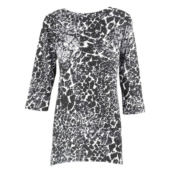 Onque Casuals Sz S Black Gray White Rhinestones Poly Spandex Asym Top