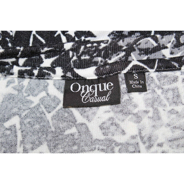 Onque Casuals Sz S Black Gray White Rhinestones Poly Spandex Asym Top