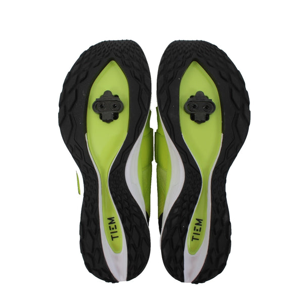 Tiem Cycling Shoes Slipstream Sz 9 Green Black Hook Loop Strap Mesh Rubber