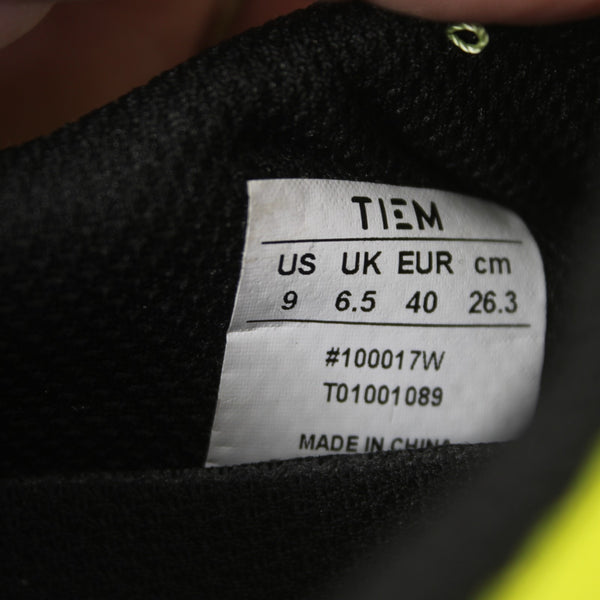 Tiem Cycling Shoes Slipstream Sz 9 Green Black Hook Loop Strap Mesh Rubber
