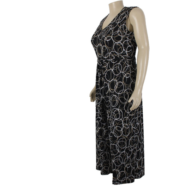 Joseph Ribkoff Jumpsuit NEW Sz 16 Black Brown Multi Color Unlined Poly Jumpsuit