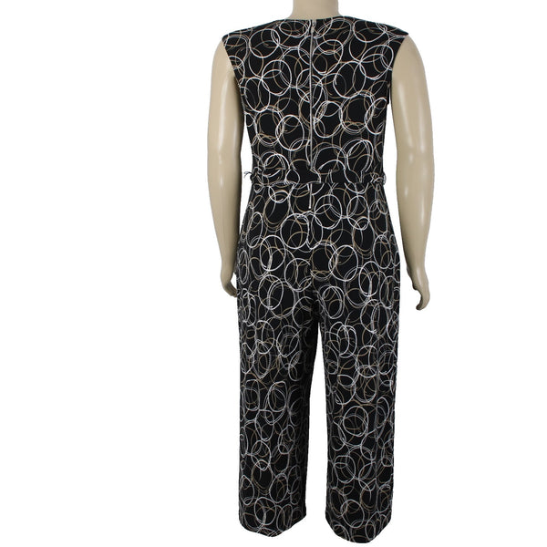 Joseph Ribkoff Jumpsuit NEW Sz 16 Black Brown Multi Color Unlined Poly Jumpsuit