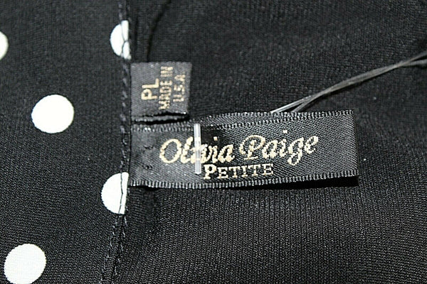 Olivia Paige NEW PL Black White Polka Dots Layered Look Poly Spandex Top
