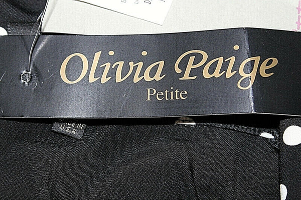 Olivia Paige NEW PL Black White Polka Dots Layered Look Poly Spandex Top