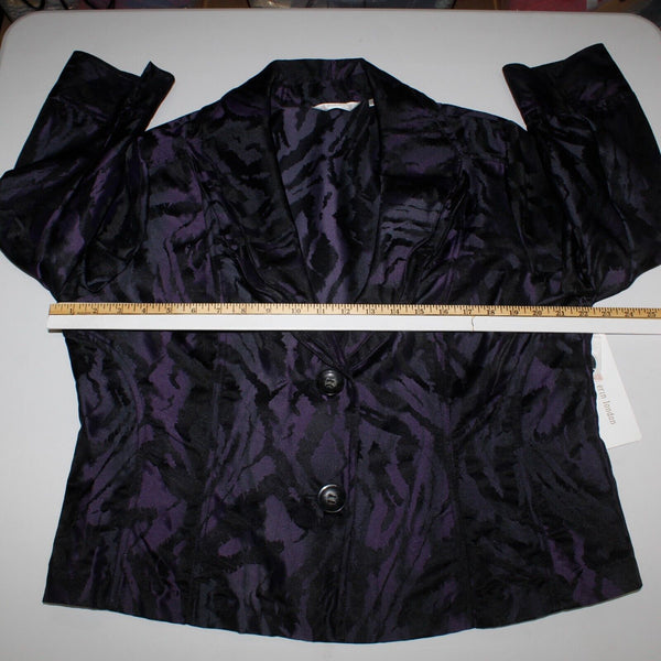 Erin London NEW $69 Sz XL Purple Black Wired Double Collar Nylon Poly Blazer