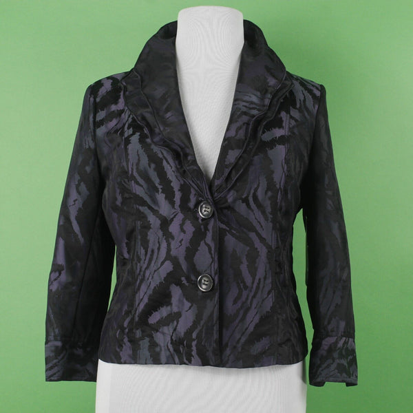 Erin London NEW $69 Sz XL Purple Black Wired Double Collar Nylon Poly Blazer
