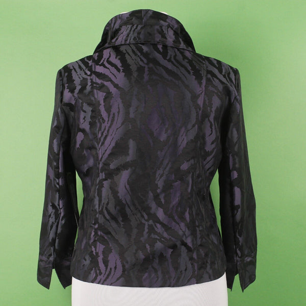 Erin London NEW $69 Sz XL Purple Black Wired Double Collar Nylon Poly Blazer