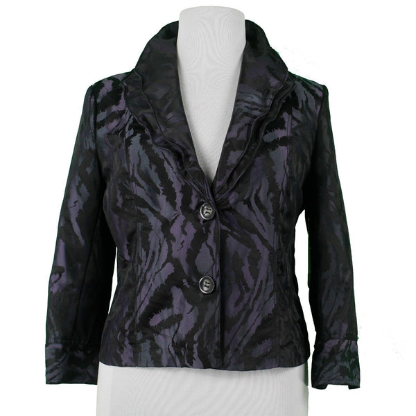 Erin London NEW $69 Sz XL Purple Black Wired Double Collar Nylon Poly Blazer