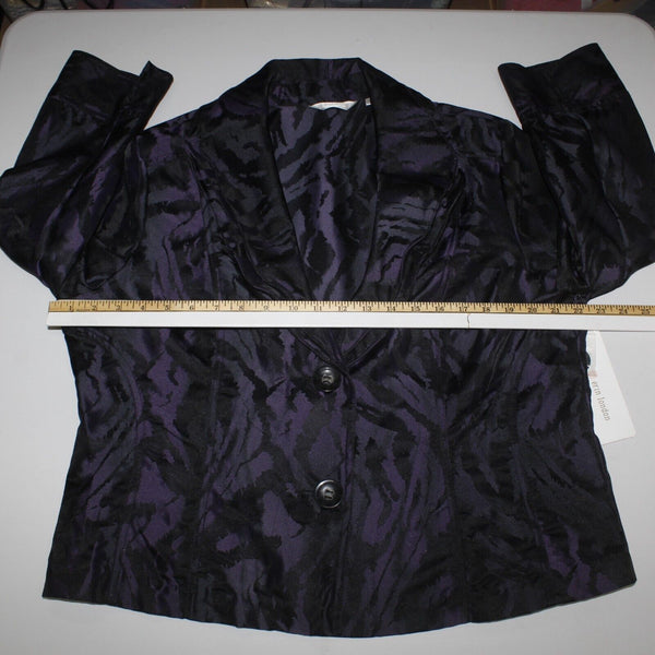 Erin London NEW $69 Sz XL Purple Black Wired Double Collar Nylon Poly Blazer