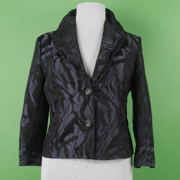 Erin London NEW $69 Sz XL Purple Black Wired Double Collar Nylon Poly Blazer