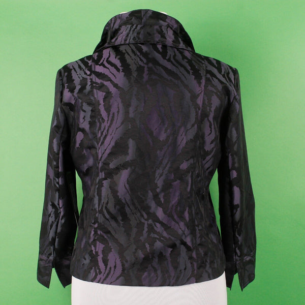Erin London NEW $69 Sz XL Purple Black Wired Double Collar Nylon Poly Blazer