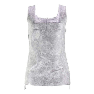 BCBG Sz M Silver Polyurethane Blend Sleeveless Ribbed Knit Side Inset Top