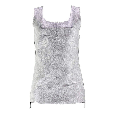 BCBG Sz M Silver Polyurethane Blend Sleeveless Ribbed Knit Side Inset Top