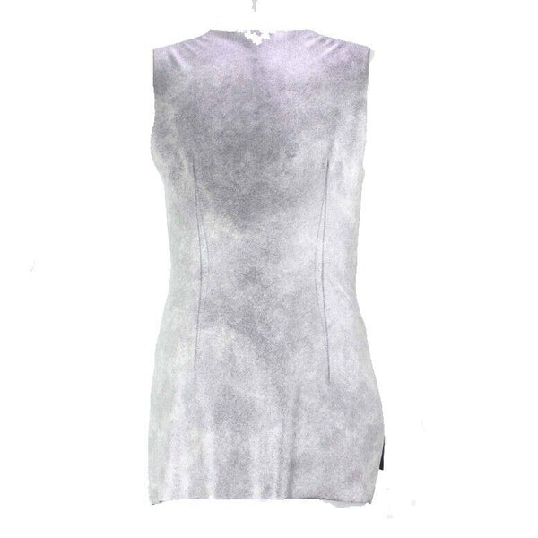BCBG Sz M Silver Polyurethane Blend Sleeveless Ribbed Knit Side Inset Top