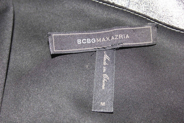 BCBG Sz M Silver Polyurethane Blend Sleeveless Ribbed Knit Side Inset Top