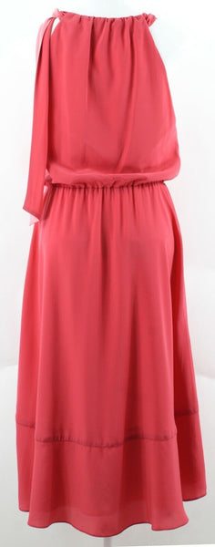 White House Black Market NEW $178 Sz 0 Coral Pink Hi Lo Silky Poly Dress