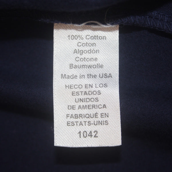 Michael Stars Dress Sz L Navy Blue Round Neck Ruched Sides 100% Cotton Dress
