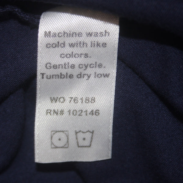 Michael Stars Dress Sz L Navy Blue Round Neck Ruched Sides 100% Cotton Dress