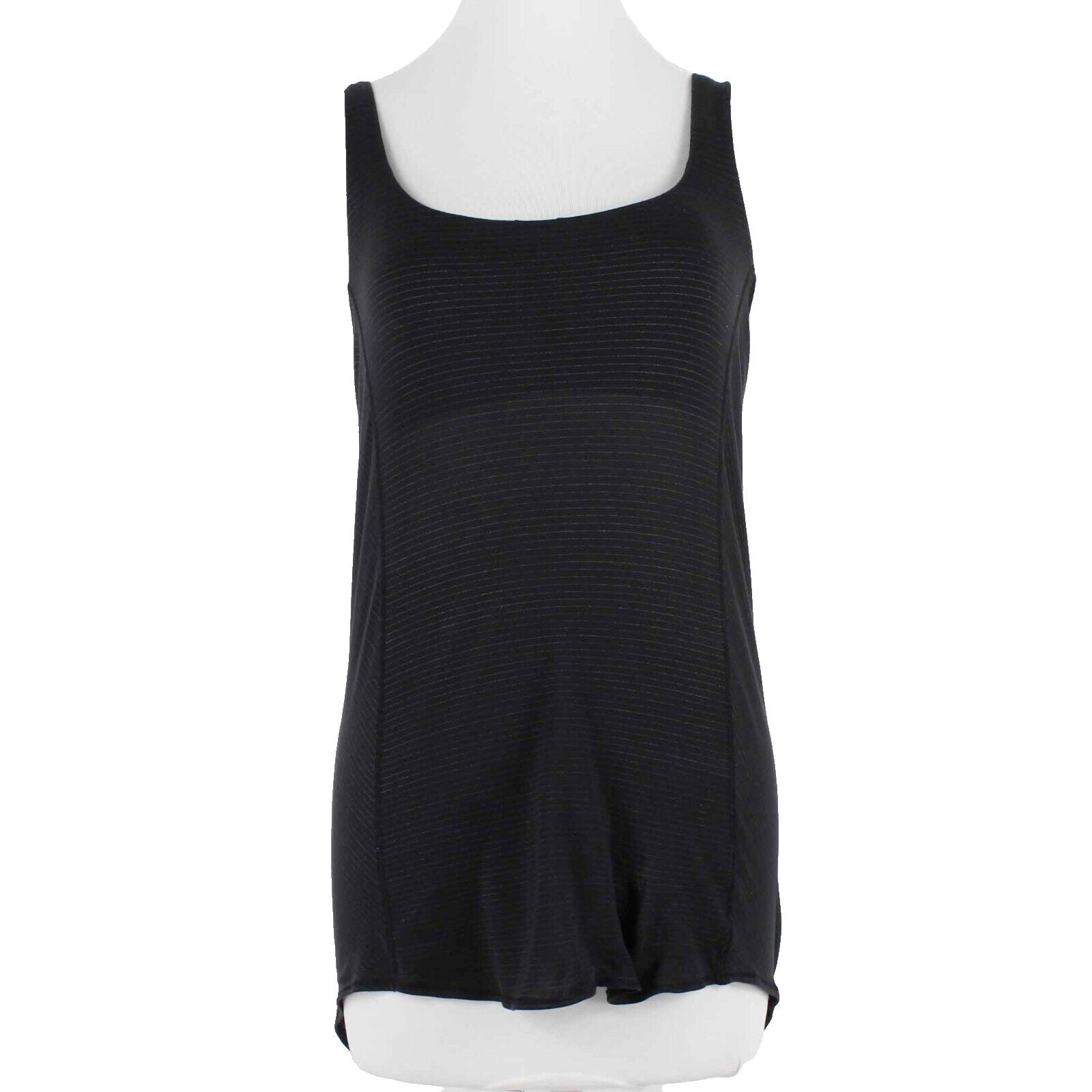 Lululemon Sz 4 Black Gray Stripe Padded Open Back Cross Back Active Wear Top