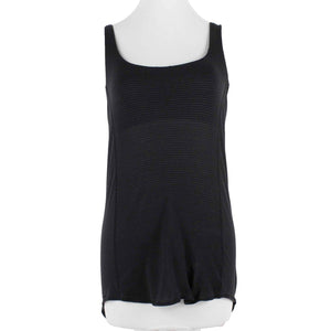 Lululemon Sz 4 Black Gray Stripe Padded Open Back Cross Back Active Wear Top