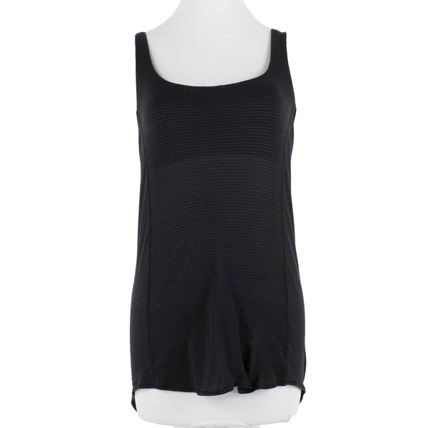 Lululemon Sz 4 Black Gray Stripe Padded Open Back Cross Back Active Wear Top