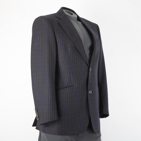 Wilkes Bashford Etro Spa Sz 48 Navy Blue Brown Pockets 100% Lana Wool Blazer
