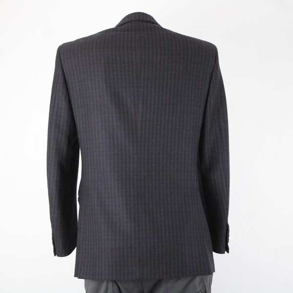 Wilkes Bashford Etro Spa Sz 48 Navy Blue Brown Pockets 100% Lana Wool Blazer