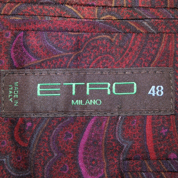 Wilkes Bashford Etro Spa Sz 48 Navy Blue Brown Pockets 100% Lana Wool Blazer