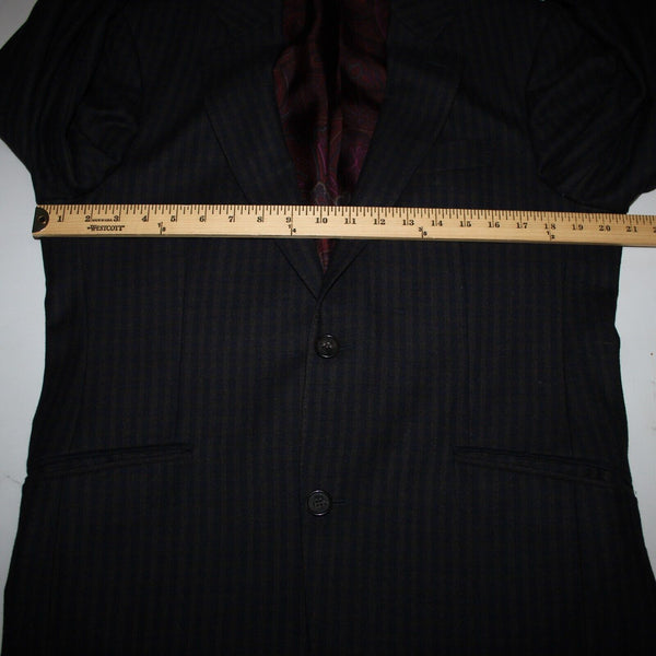 Wilkes Bashford Etro Spa Sz 48 Navy Blue Brown Pockets 100% Lana Wool Blazer
