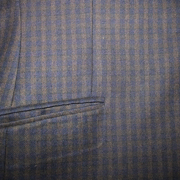 Wilkes Bashford Etro Spa Sz 48 Navy Blue Brown Pockets 100% Lana Wool Blazer