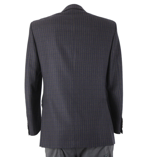 Wilkes Bashford Etro Spa Sz 48 Navy Blue Brown Pockets 100% Lana Wool Blazer