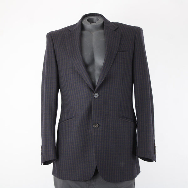 Wilkes Bashford Etro Spa Sz 48 Navy Blue Brown Pockets 100% Lana Wool Blazer