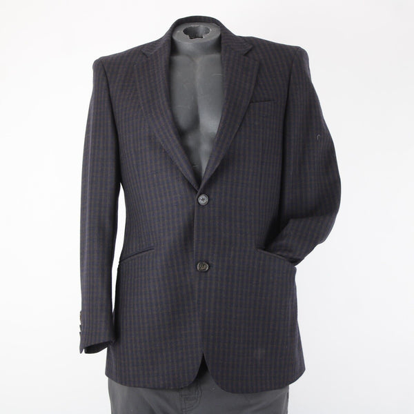 Wilkes Bashford Etro Spa Sz 48 Navy Blue Brown Pockets 100% Lana Wool Blazer
