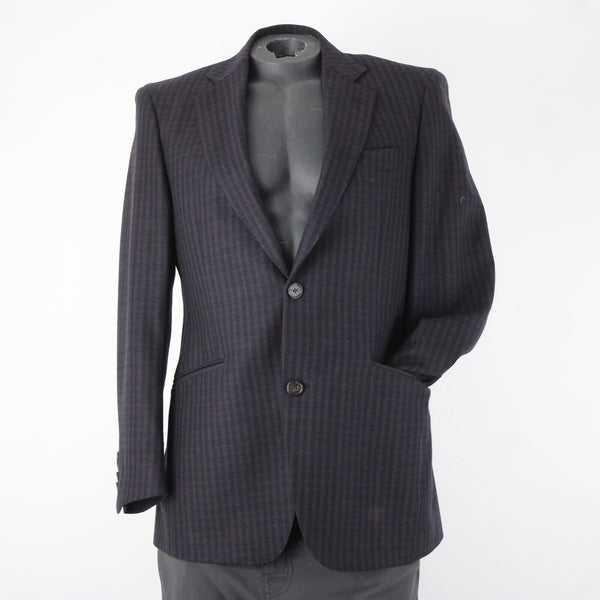 Wilkes Bashford Etro Spa Sz 48 Navy Blue Brown Pockets 100% Lana Wool Blazer