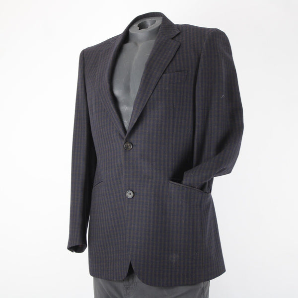 Wilkes Bashford Etro Spa Sz 48 Navy Blue Brown Pockets 100% Lana Wool Blazer
