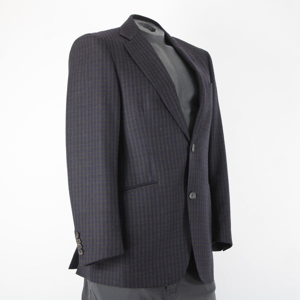 Wilkes Bashford Etro Spa Sz 48 Navy Blue Brown Pockets 100% Lana Wool Blazer