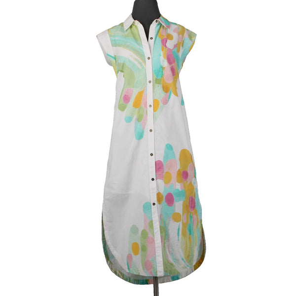 Maeve Dress NEW $158 Sz XS Mint Green White Multi Buttons Collared 100% Rayon